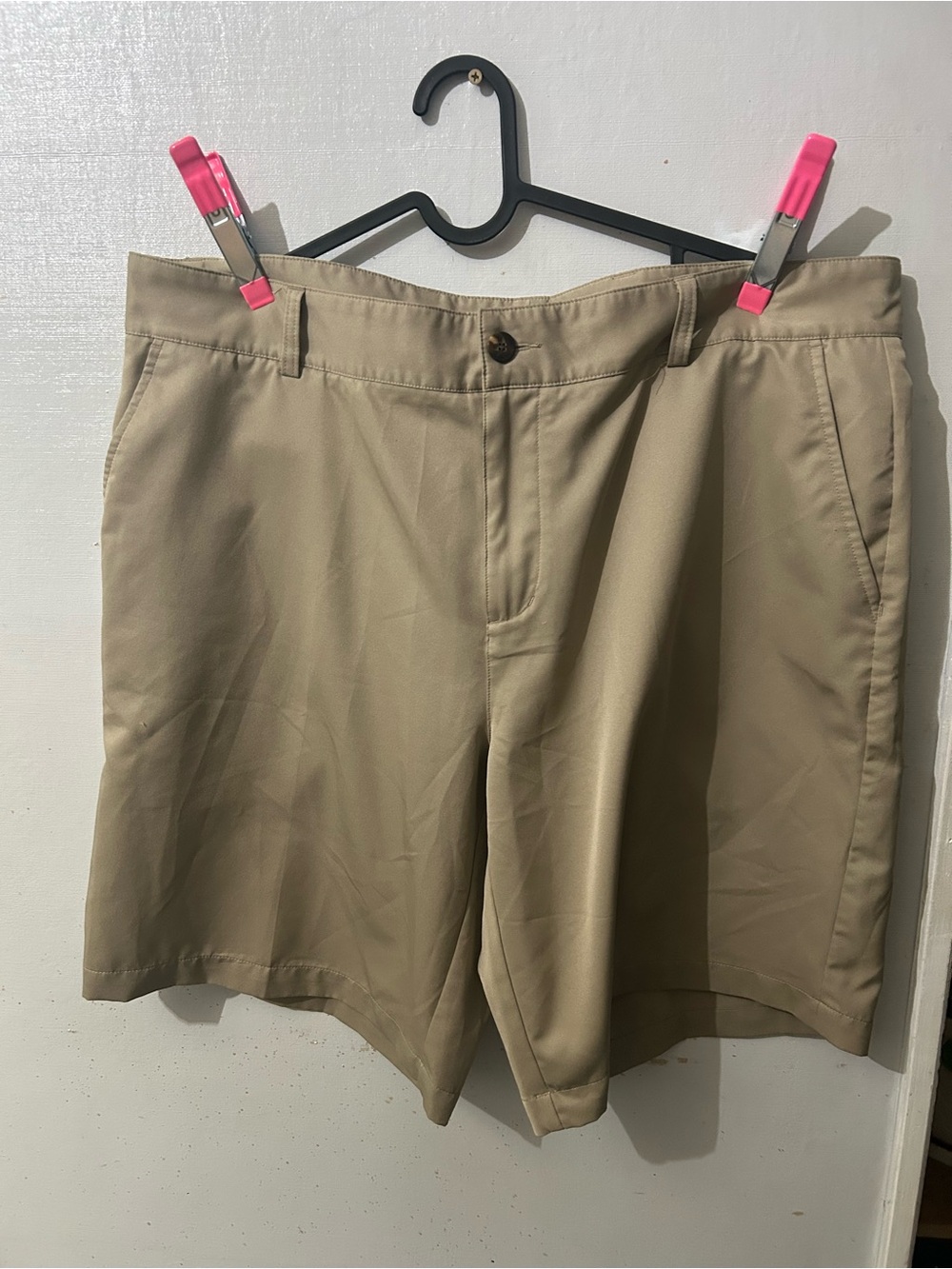 adidas Men's Tan Flat-Front Performance Shorts